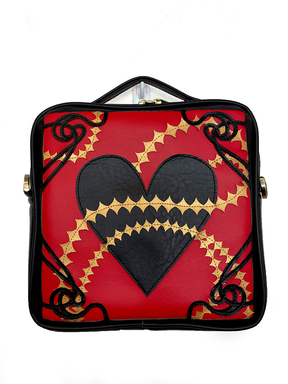 Heart Nouveau — Black, Red, & Gold — Made-To-Order